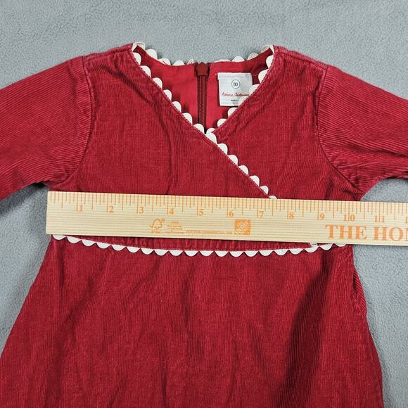 Hanna Andersson Dress Size 80 US 18-24 Month Red Corduroy Holiday Christmas - Picture 9 of 11